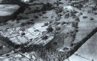 Wimpole Park c1945. The Arrington Gates are in the lower-left corner Wimpole Park c1945